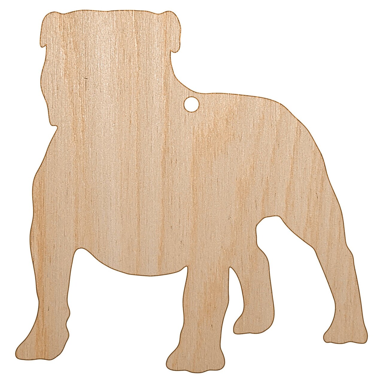 Bulldog English British Dog Solid Unfinished Craft Wood Holiday Christmas Tree DIY Pre-Drilled Ornament